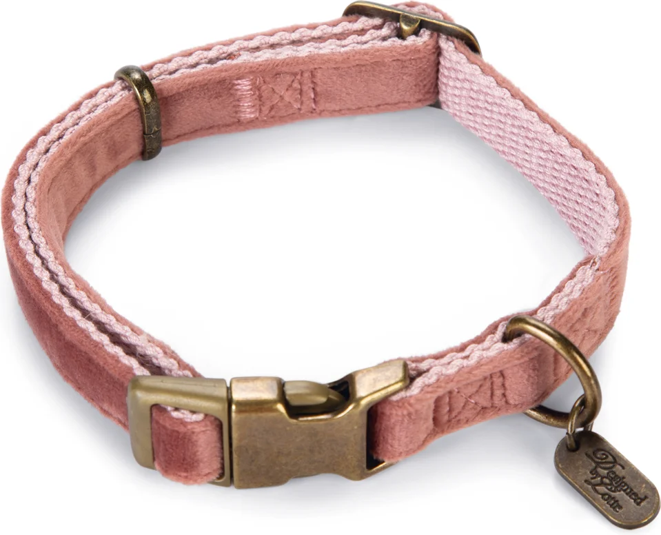 Designed by Lotte hondenhalsband Velura roze 26-40 x 1,5 cm