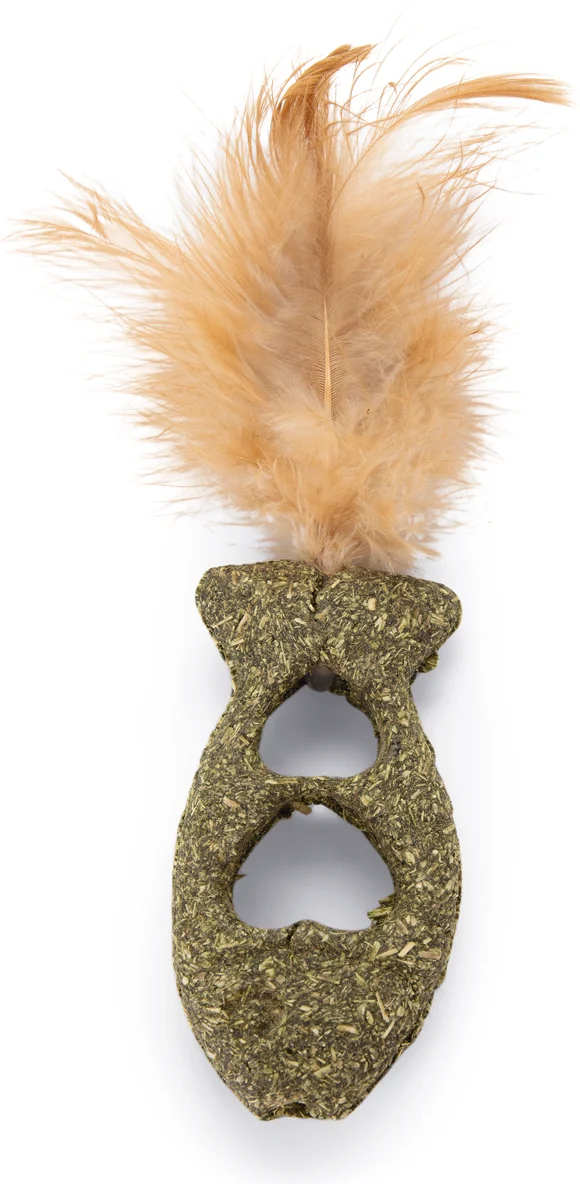 Beeztees kattenspeelgoed catnip vis met veren 12 x 2,5 x 3,5 cm
