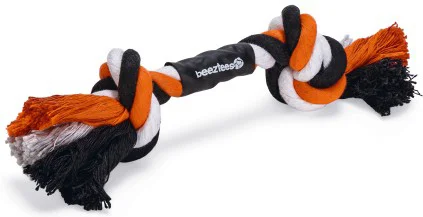 Beeztees flostouw 2 knopen zwart/oranje 20 x 6 x 4,5 cm