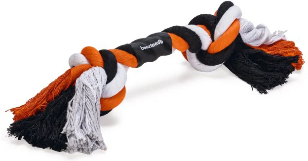 Beeztees flostouw 2 knopen zwart/oranje 30 x 7,5 x 6 cm