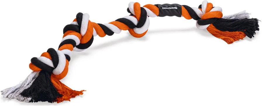 Beeztees flostouw 4 knopen zwart/oranje 57 x 6 x 5 cm