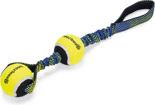 Beeztees hondenspeelgoed Fetch tennisbal aan koord geel 6,3 x 6,3 x 44 cm