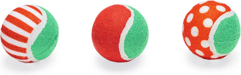Beeztees tennisbal met kerstprint D 6,3 H 6,3 3 stuks