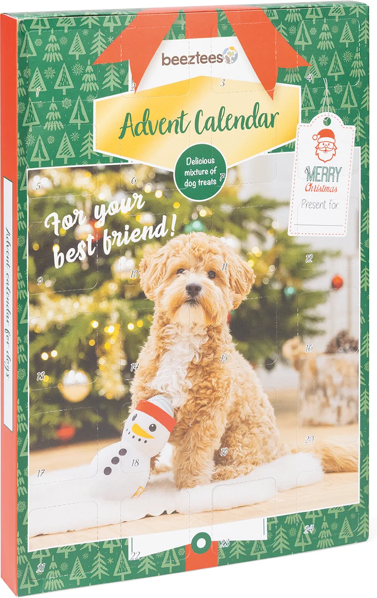Beeztees hondensnack Kerst adventskalender Woef 24 stuks