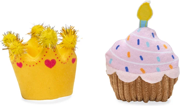 Beeztees knuffel cupcake en kroon 10 x 8 x 3 cm 2 stuks