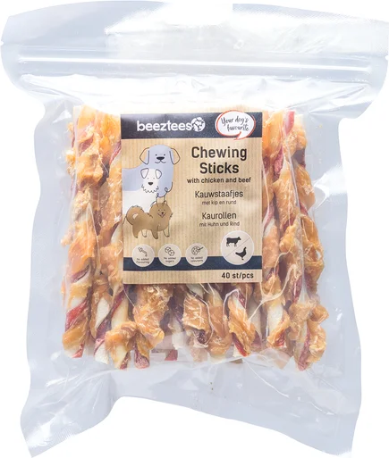 Beeztees kauwstaaf kip/rund 12,5 cm 40 stuks