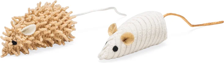Beeztees knuffel Eco Buddies muis Seerp 7 x 3,5 x 3,5 cm 2 stuks