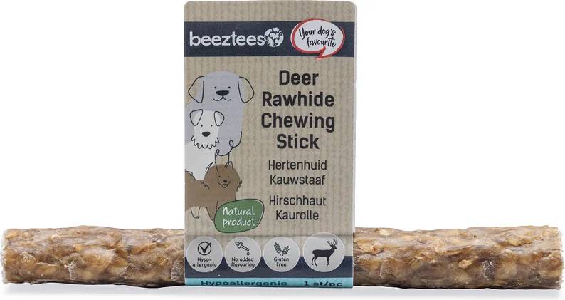 Beeztees kauwstaaf hertenhuid 15 cm