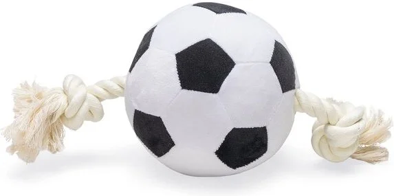 Beeztees voetbal met touw 27 x 13 x 13 cm
