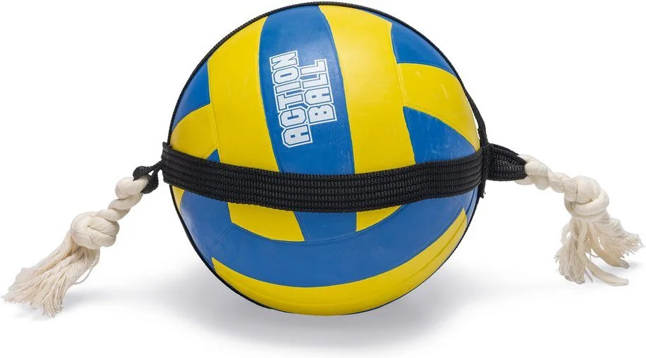 Beeztees vollybal met touw Action D 20,4 H 20,4 cm