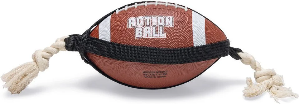 Beeztees rugbybal met touw Action D 21,5 H 15 cm