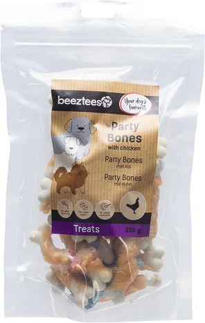 Beeztees natuurlijke snack kip party bones 200 g