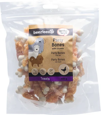 Beeztees natuurlijke snack kip party bones 400 g