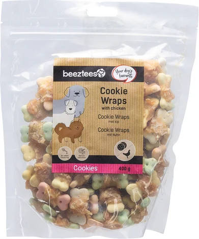 Beeztees natuurlijke snack kip small cookie wraps 400 g