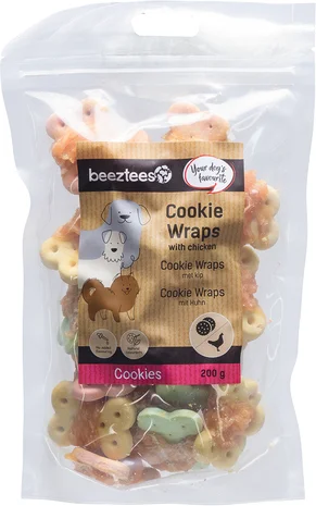 Beeztees natuurlijke snack kip medium cookie wraps 200 g