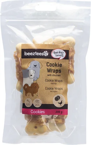 Beeztees natuurlijke snack kip large cookie wraps 200 g