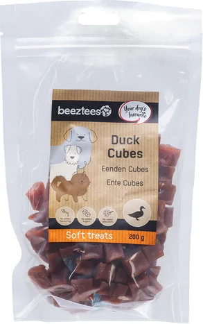 Beeztees natuurlijke snack eend cubes 200 g