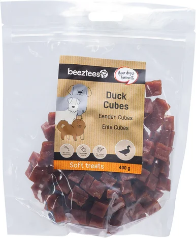 Beeztees natuurlijke snack eend cubes 400 g