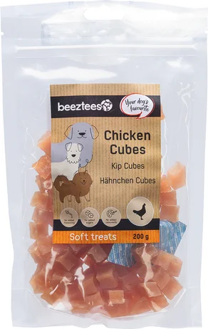 Beeztees natuurlijke snack kip cubes 200 g