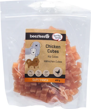 Beeztees natuurlijke snack kip cubes 400 g