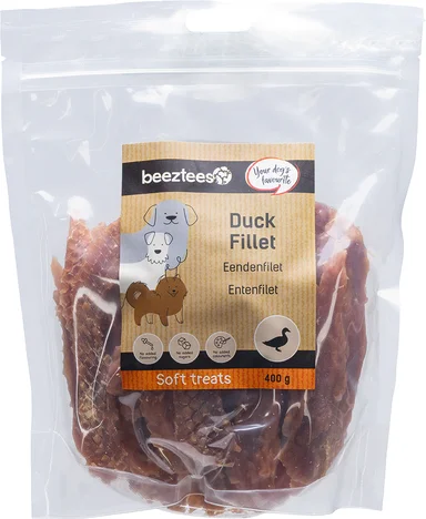 Beeztees natuurlijke snack eendenfilet 400 g