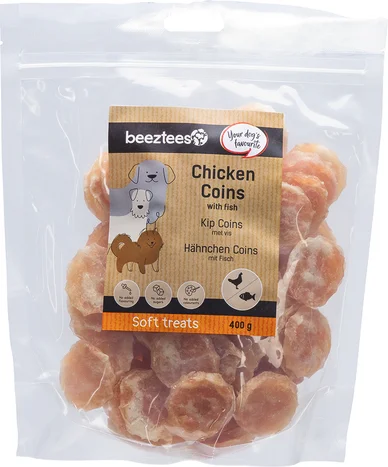 Beeztees natuurlijke snack kip met vis coins 400 g