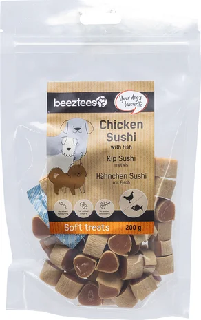 Beeztees natuurlijke snack kip met vis sushi 200 g