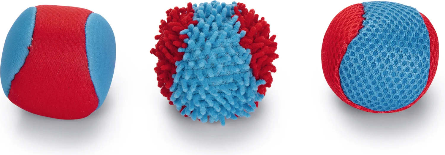 Beeztees bal Splash blauw / rood D 6 H 6 cm 3 stuks