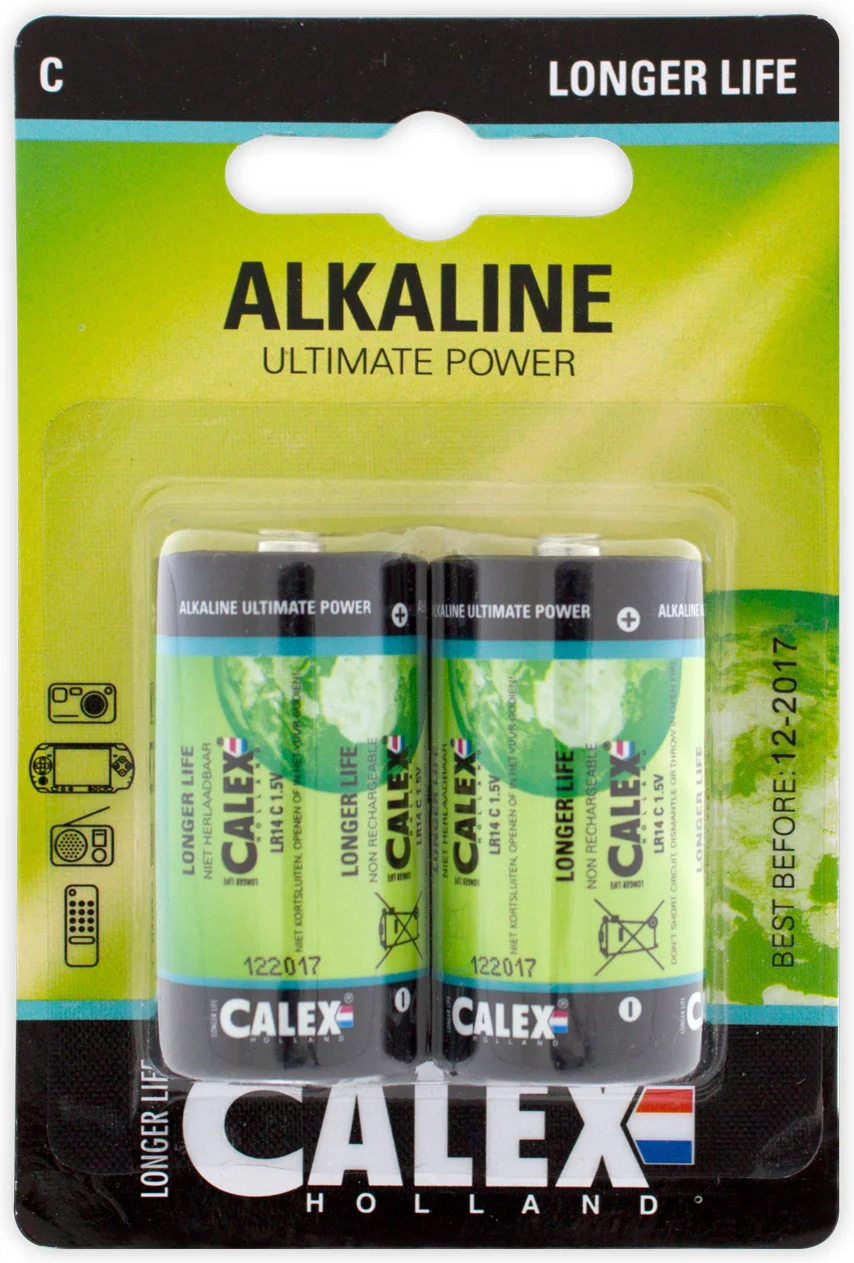 Calex alkaline LR14/C batterij 1,5V 2 stuks