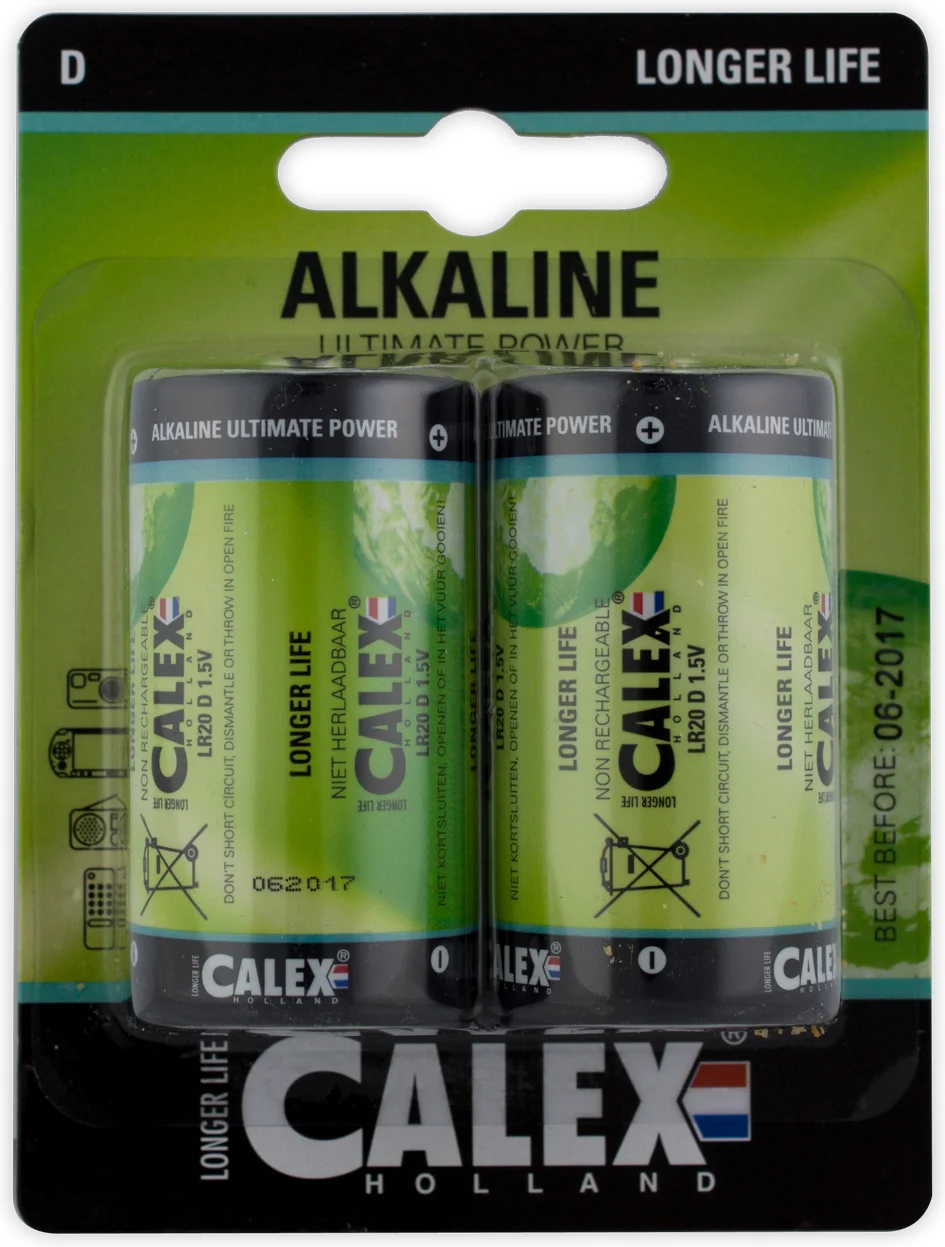 Calex alkaline LR20/D batterij 1,5V 2 stuks