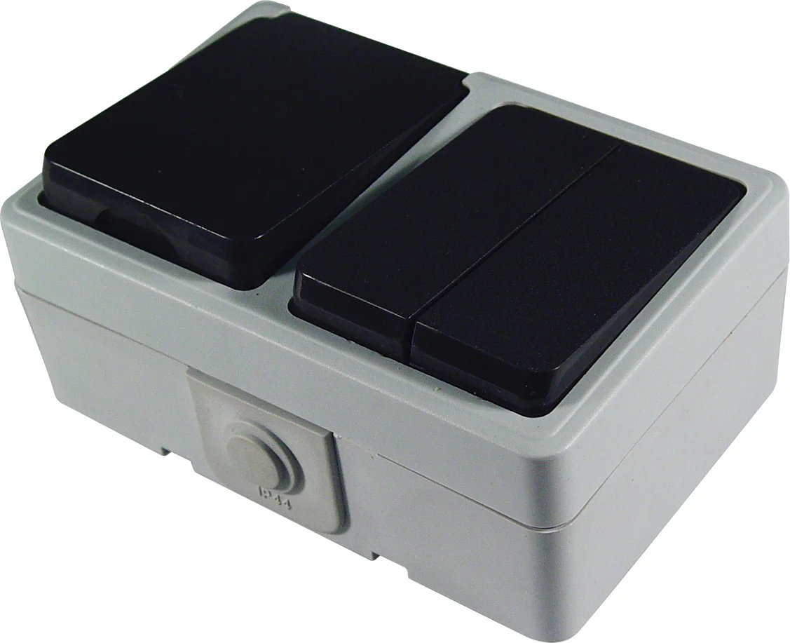 Calex stopcontact met schakelaar grijs 12,5 x 7,6 x 5,2 cm