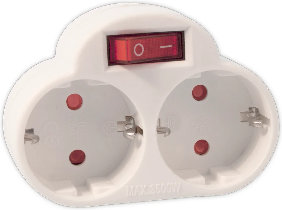 Calex tweewegstekker met schakelaar wit 9 x 7,7 x 6,3 cm