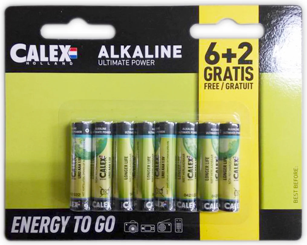 Calex alkaline AAA batterij penlite voordeelpak 8 stuks