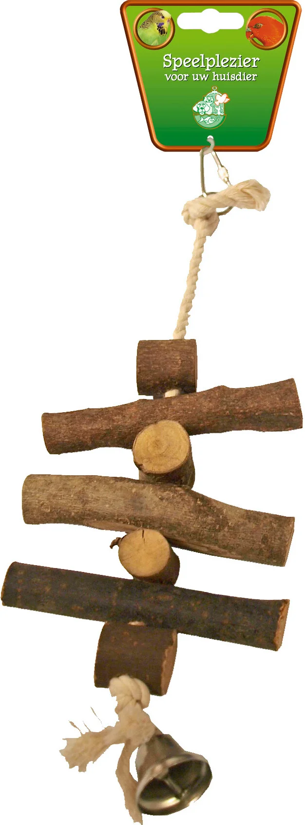 Boon vogel speelgoed touw en hout met bel naturel 33 cm