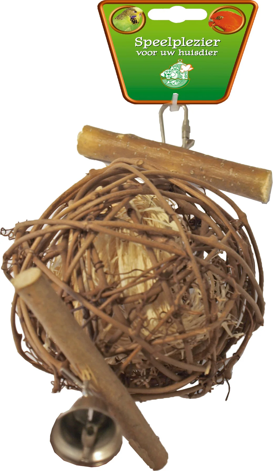Boon vogel speelgoed stok met bal en bel naturel L 22 cm