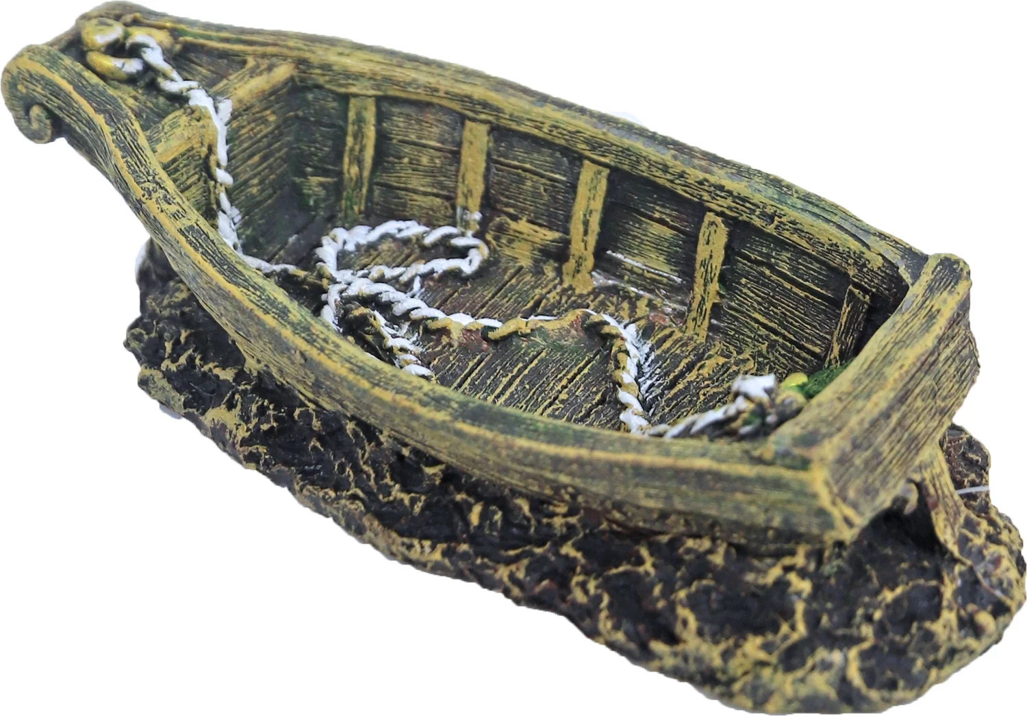 Boon aquarium decoratie gezonken roeiboot bruin 19 x 7,5 x 5 cm