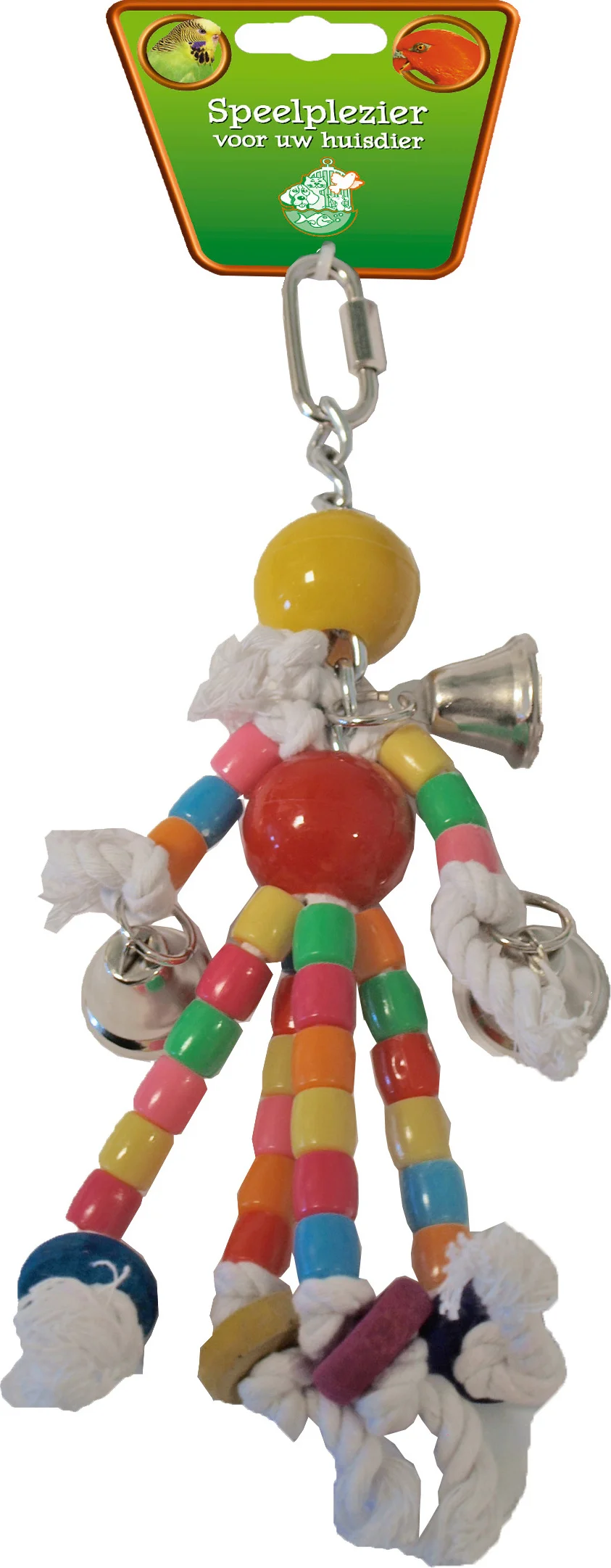 Boon vogel speelgoed touw met kralen en bellen multi 24 cm