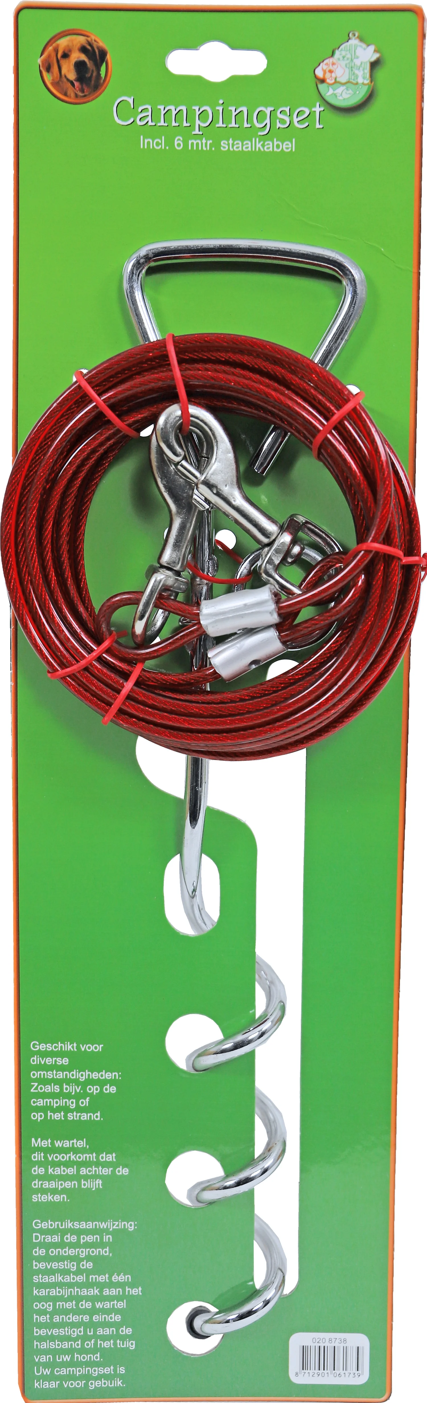Boon campingset met staalkabel en draaipen 6 m