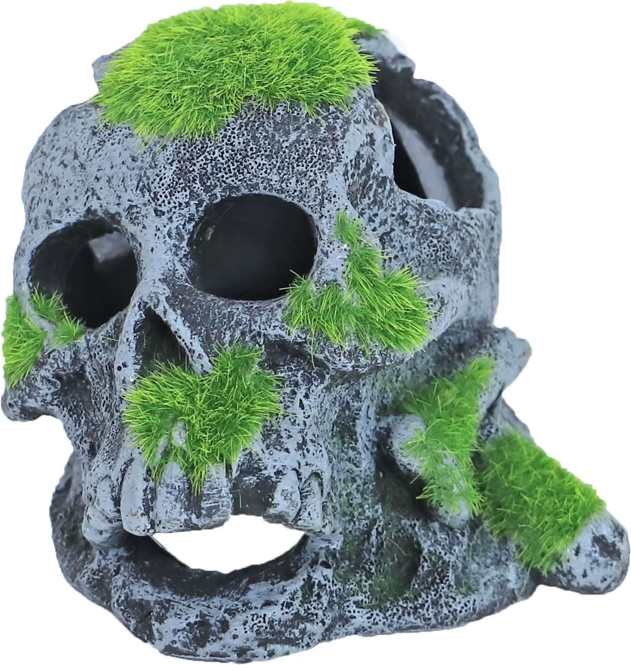 Boon aquarium decoratie schedel met mos 12 x 12,5 x 9 cm