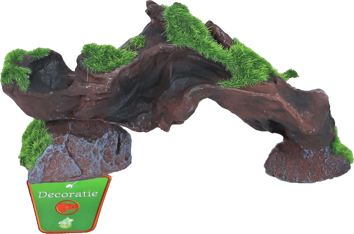 Boon aquarium decoratie boomstronk brug met mos multi 17 x 4,5 x 8,3 cm
