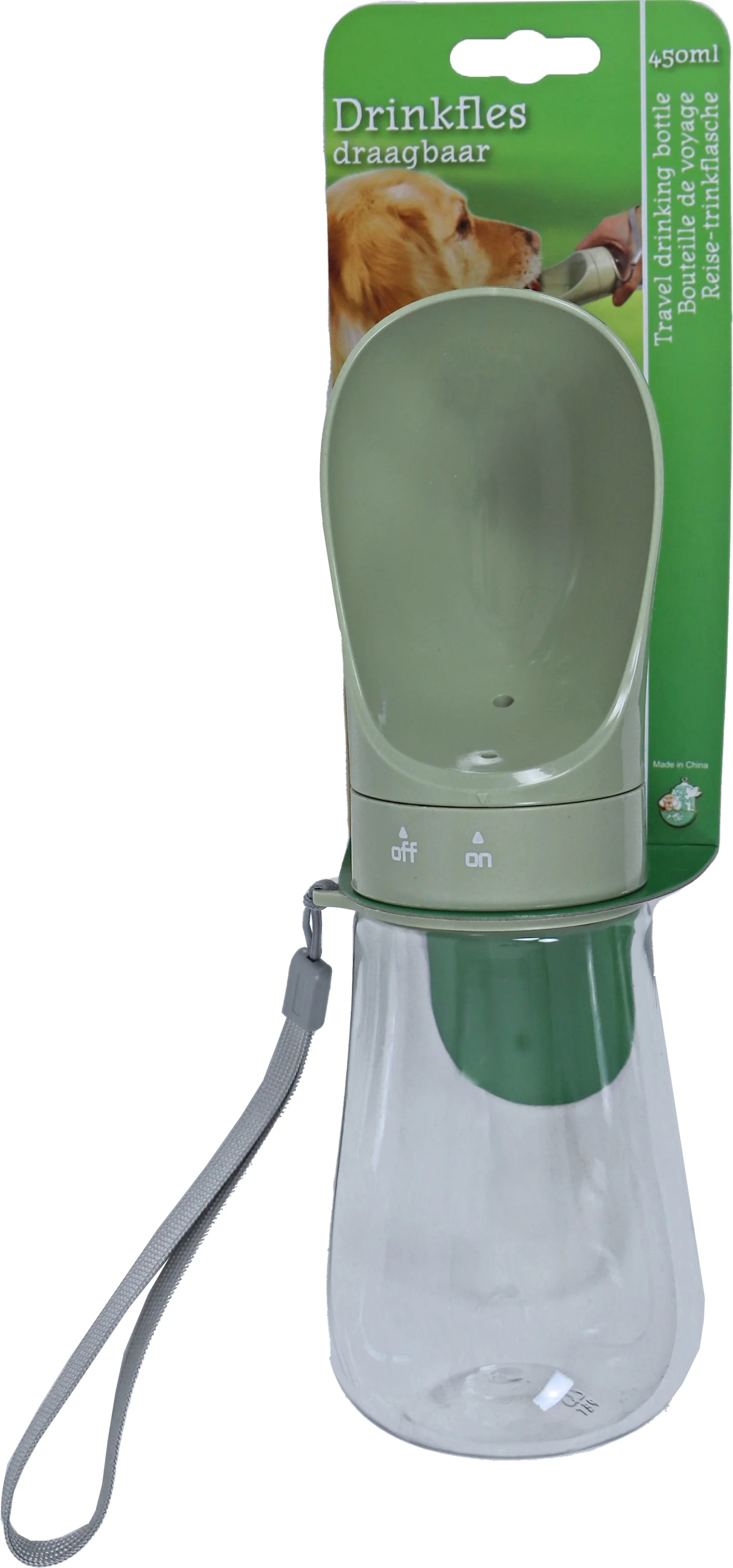 Boon drinkfles met draagkoord groen 9 x 6,5 x 30 cm 450 ml