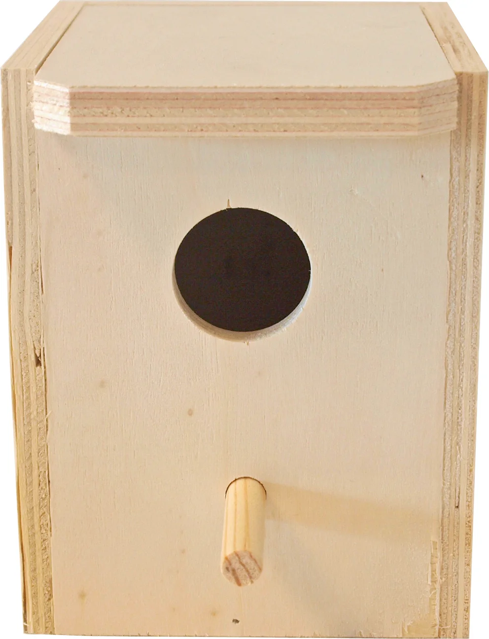 Boon vogelhuisje voor mezen rond gat naturel 11,5 x 14 x 14 cm