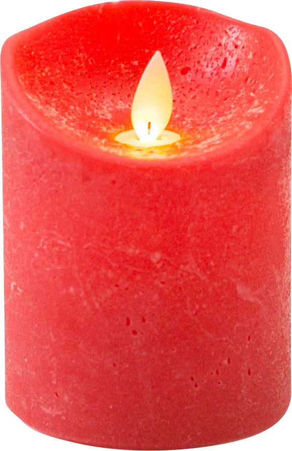 Anna's Collection LED stompkaars met timer Rustiek rood D 7,5 H 10 cm