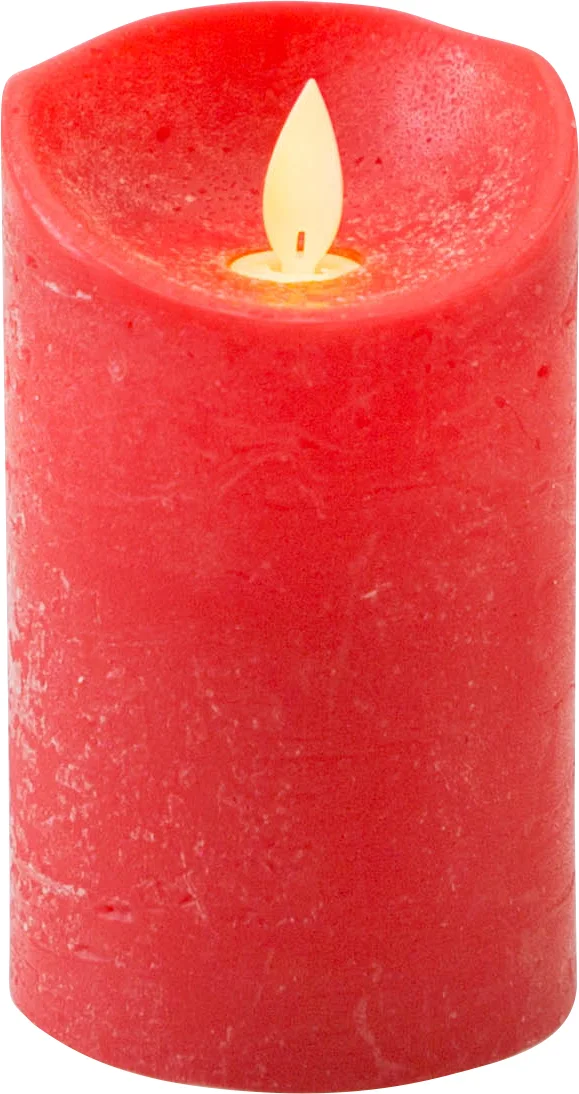 Anna's Collection LED stompkaars met timer Rustiek rood D 7,5 H 12,5 cm