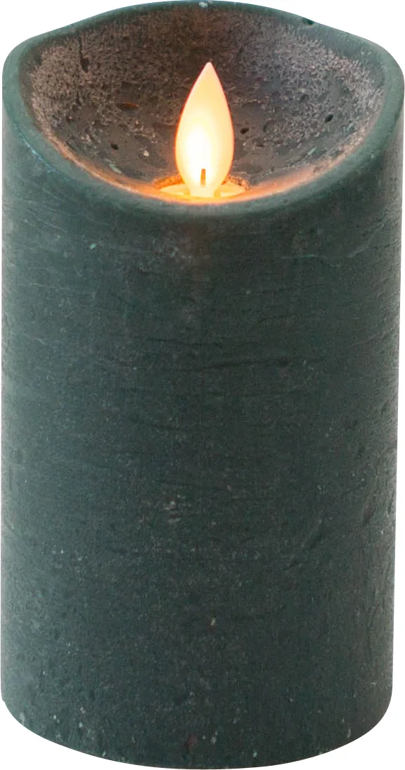 Anna's Collection LED stompkaars Rustiek donker groen D 7,5 H 12,5 cm