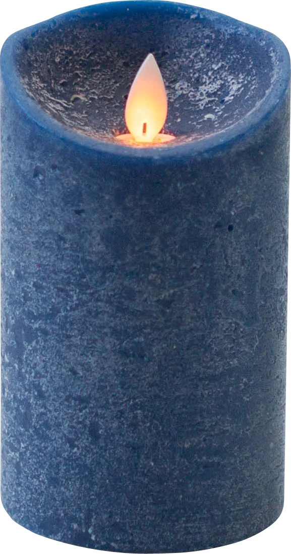 Anna's Collection LED stompkaars Rustiek donker blauw D 7,5 H 12,5 cm