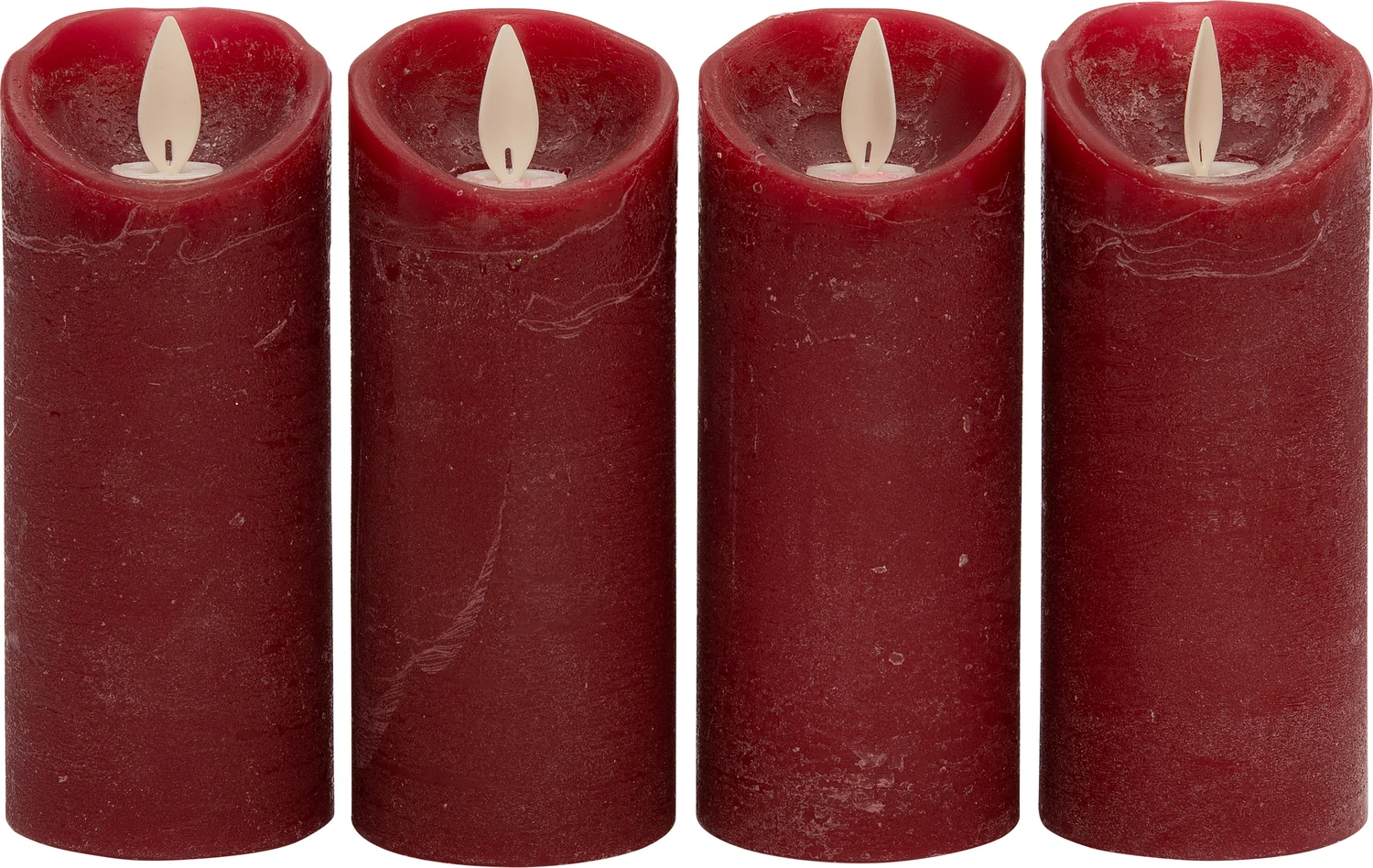 Anna's Collection LED stompkaars Rustiek rood D 5,2 H 12,5 4 stuks