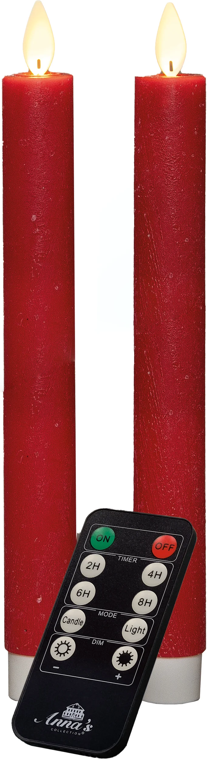 Anna's Collection LED dinerkaars rood D 2,5 H 23 cm 2 stuks