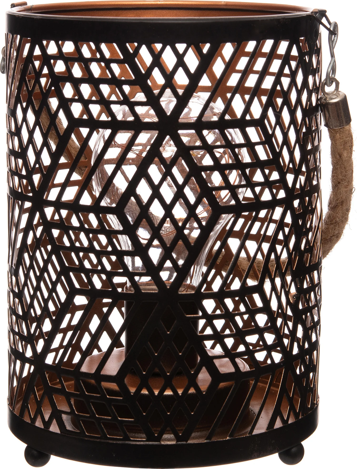 Anna's Collection tafellamp ruit zwart / koper H 16 cm