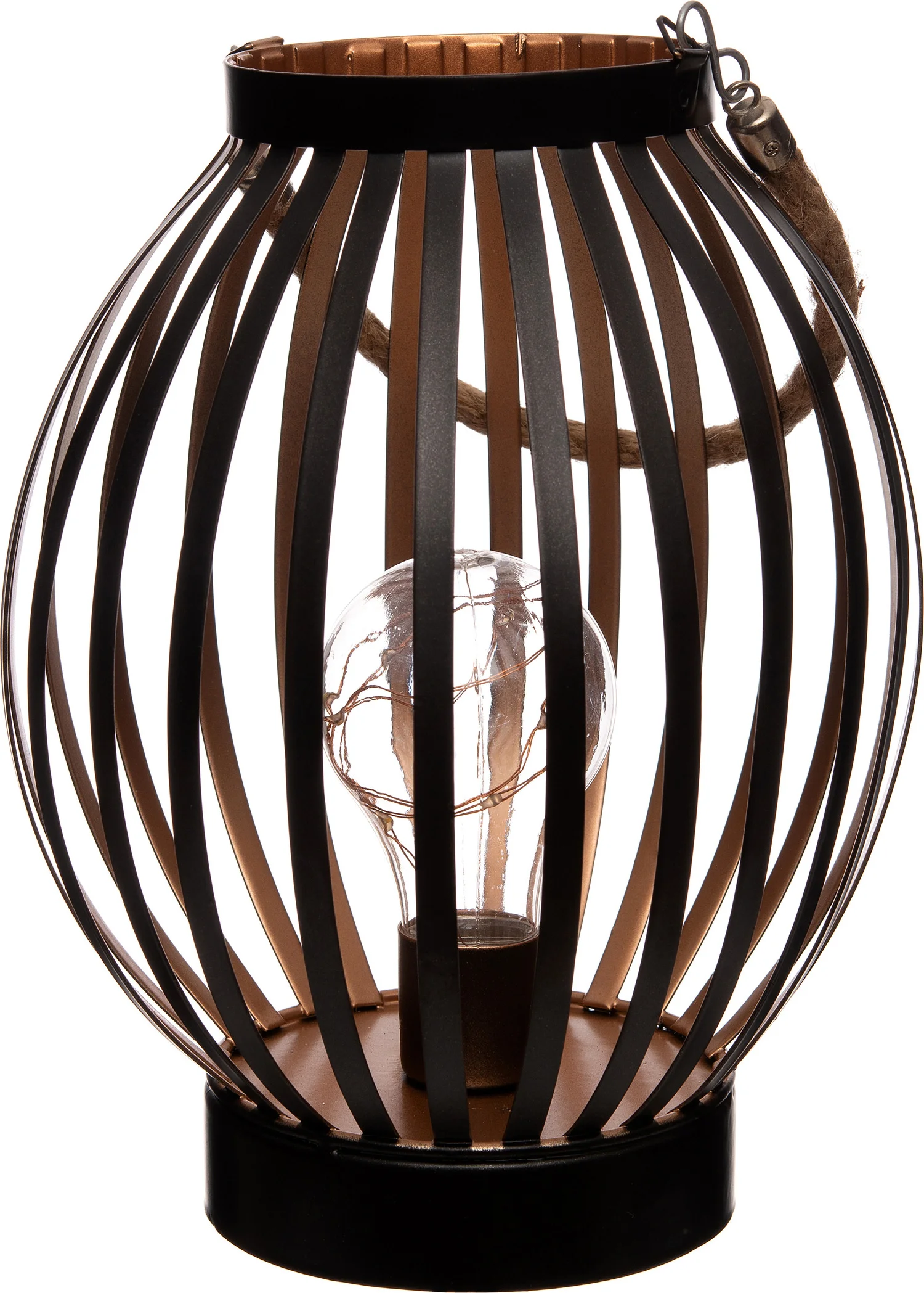 Anna's Collection tafellamp rond zwart / koper H 22 cm
